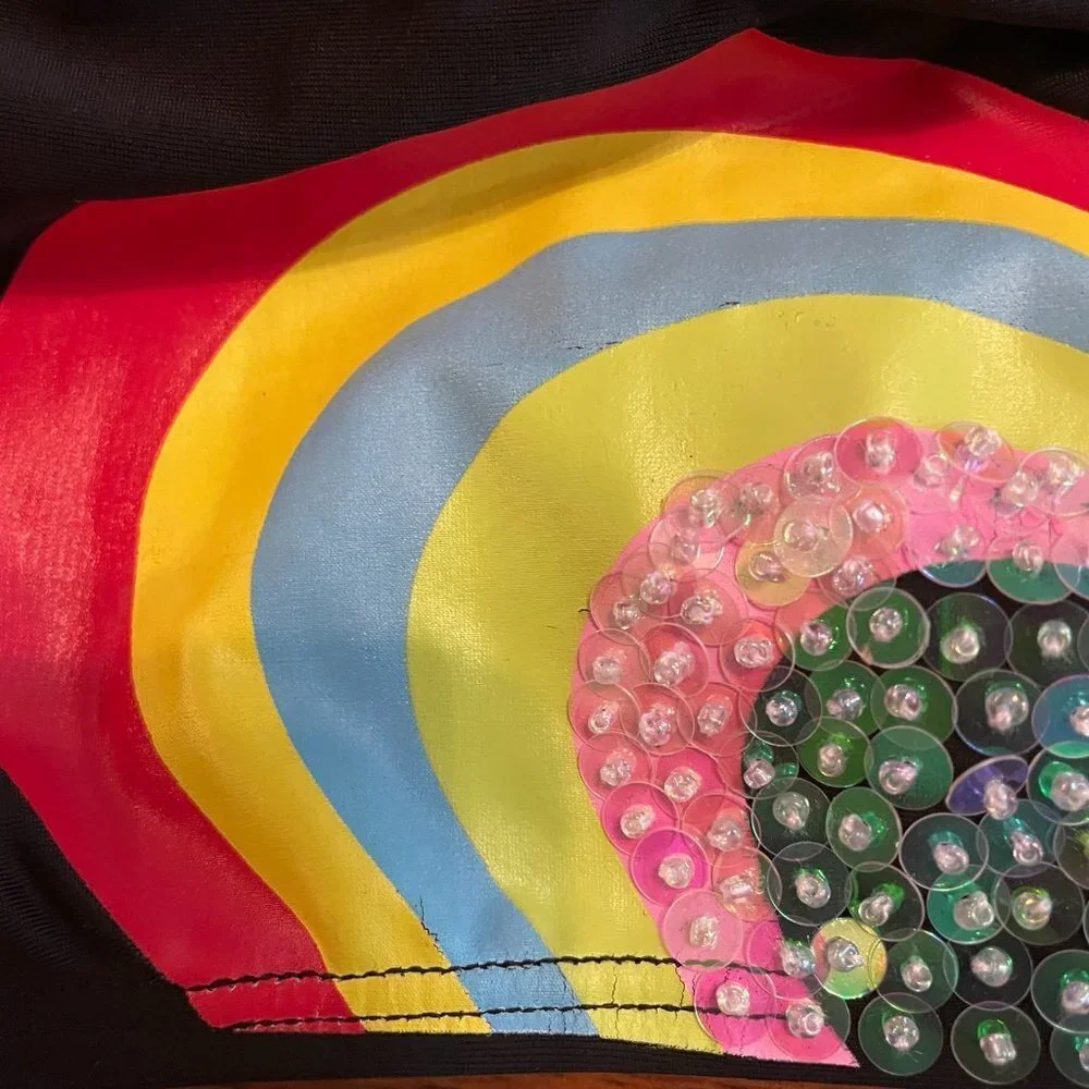 NWOT - FLAWED - PilyQ Girls Rainbow Heart Sequined Halter Bikini Sz. 16